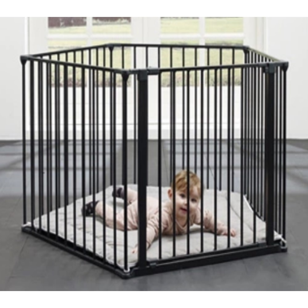 Baby Safe Convertible Playpen With Mat - Grey