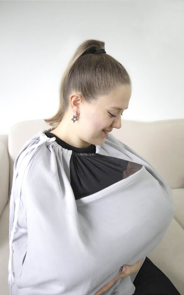 Babyjem - Breast Feeding With Tulle Cover - Grey