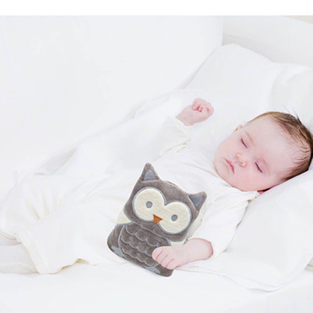 Babyjem - Cherry Seeds Filled Velvet Colic Pillow Owl - Grey 0 Months+