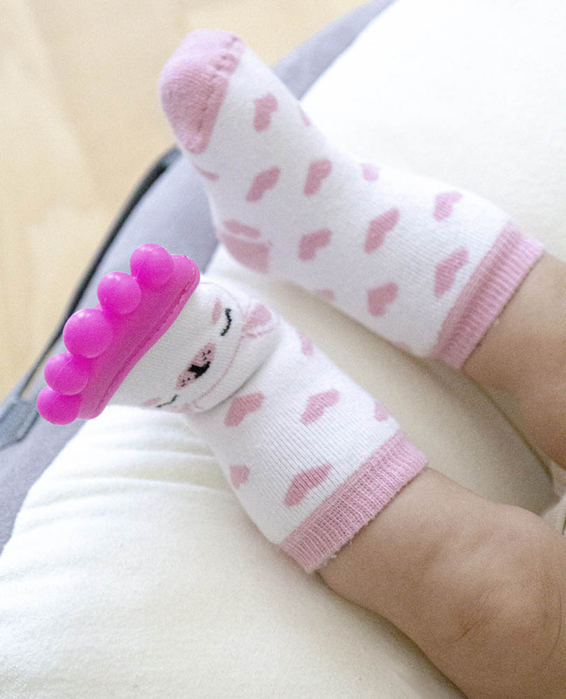 Babyjem - Teether Sock - Pink 3-12 Months