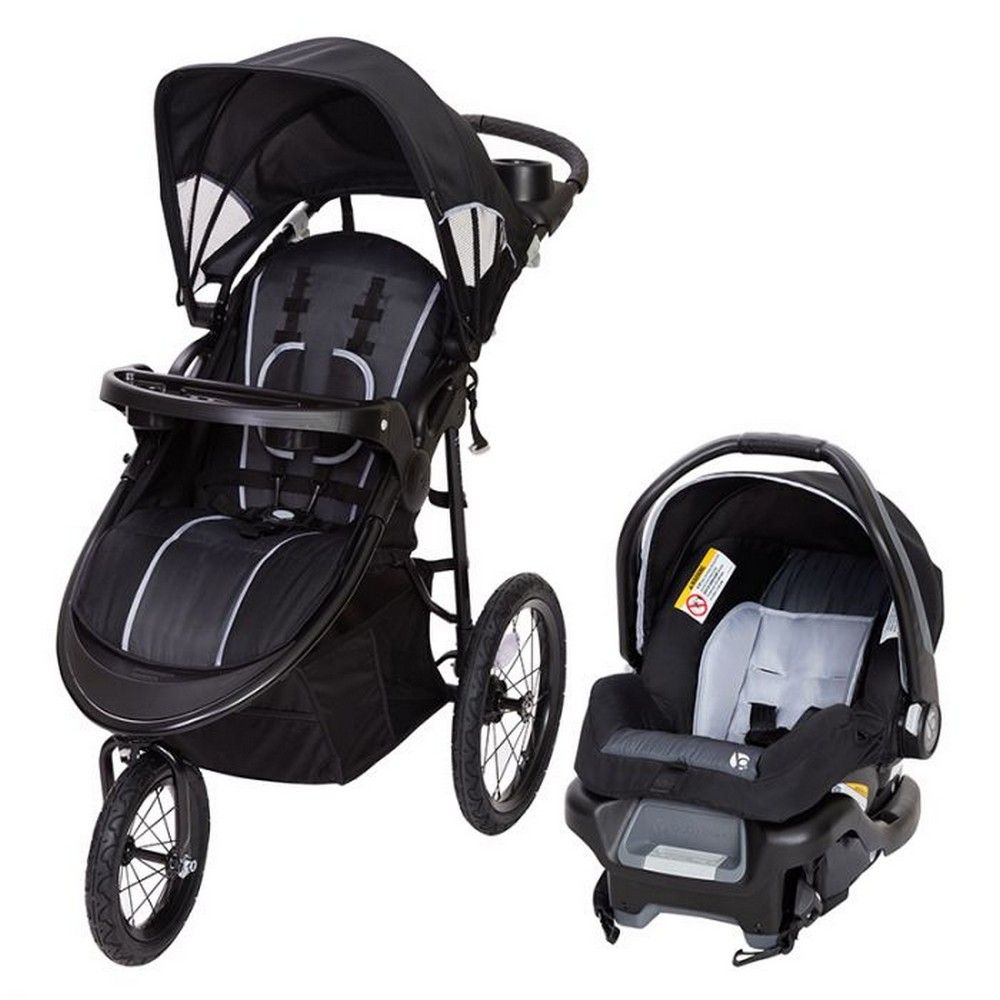 Babytrend Cityscape Plus Jogger Travel System, Flexloc ICS, Multi-Position, Safety Harness, Peek-a-boo Canopy - Raven