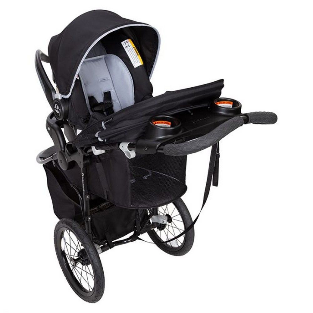 Babytrend Cityscape Plus Jogger Travel System, Flexloc ICS, Multi-Position, Safety Harness, Peek-a-boo Canopy - Raven