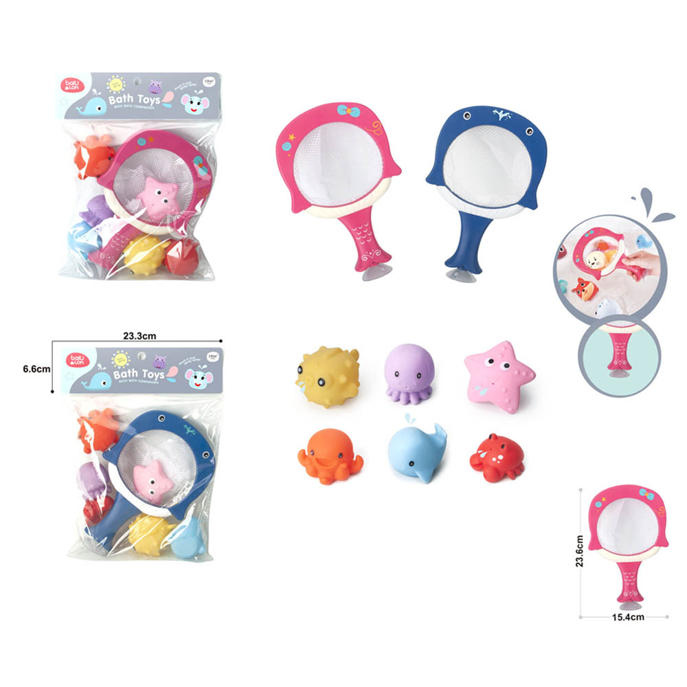 Baililon - Bath Net With 6 Cute Animals - Assorted