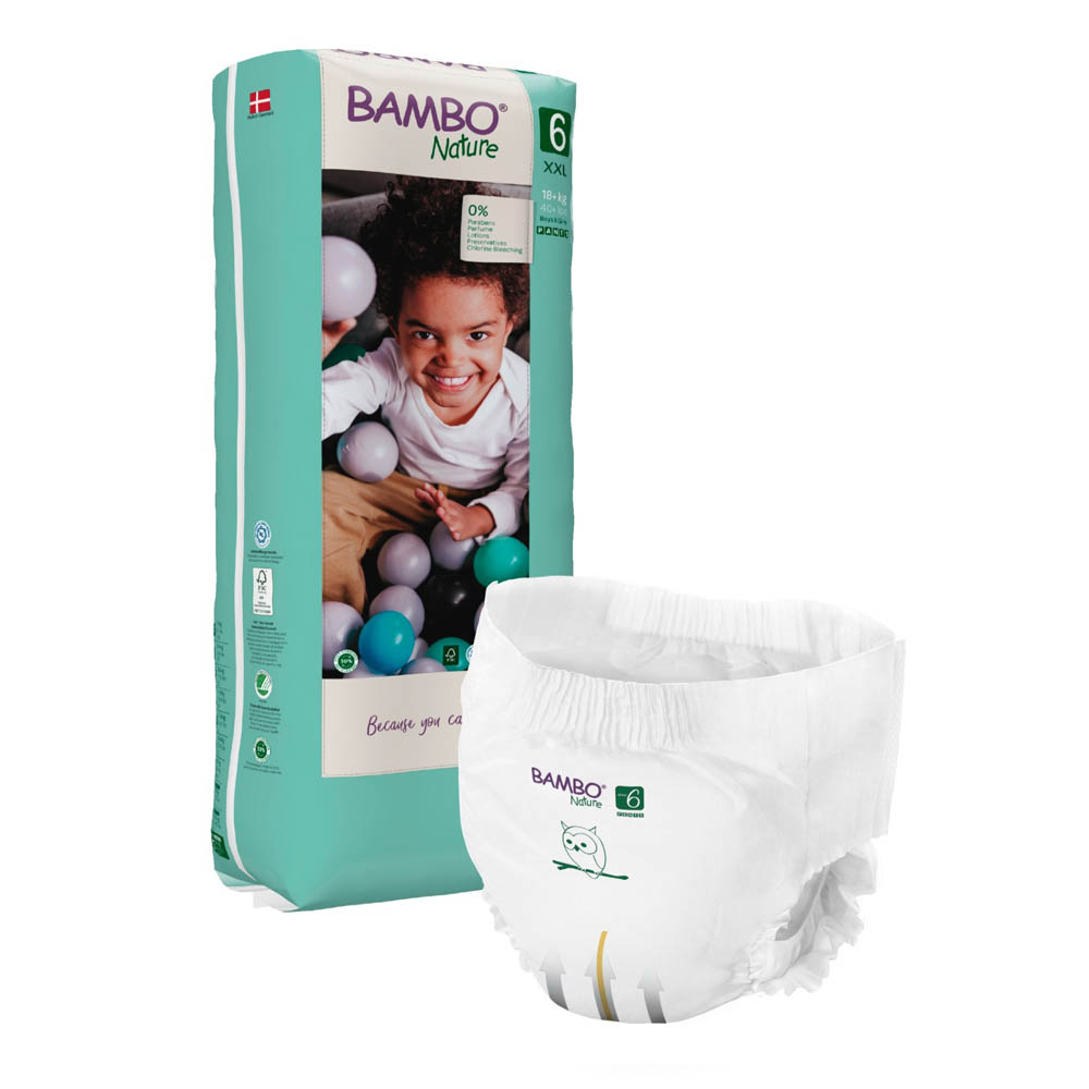 Bambo Nature - Eco-Friendly Pants Diapers, Size 6, 18+Kg - 114 Pants Tall Pack