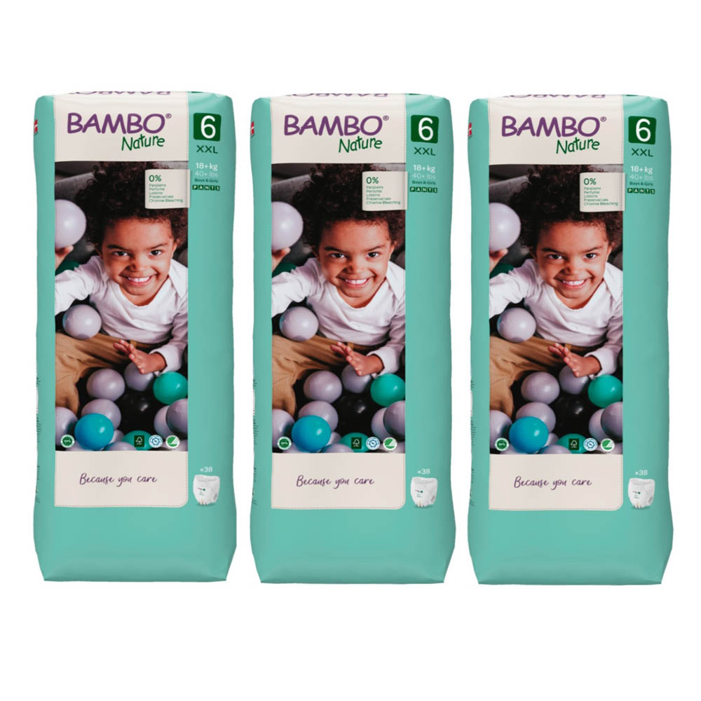 Bambo Nature - Eco-Friendly Pants Diapers, Size 6, 18+Kg - 114 Pants Tall Pack