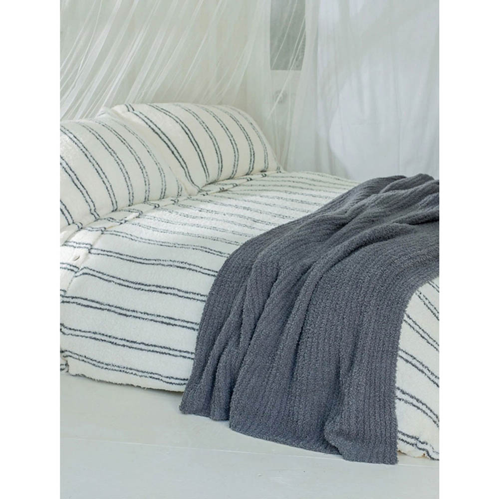 Barefoot Dreams - CC Ribbed Bed Blanket Graphite/King