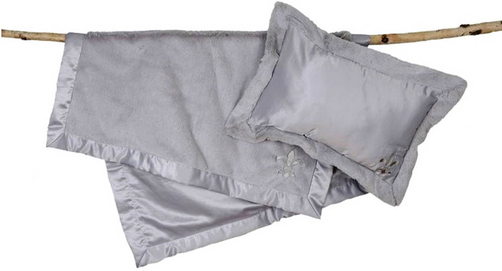 Barefoot Dreams - Cuddle Plush Nap To Go Oyster-Fleur de lis
