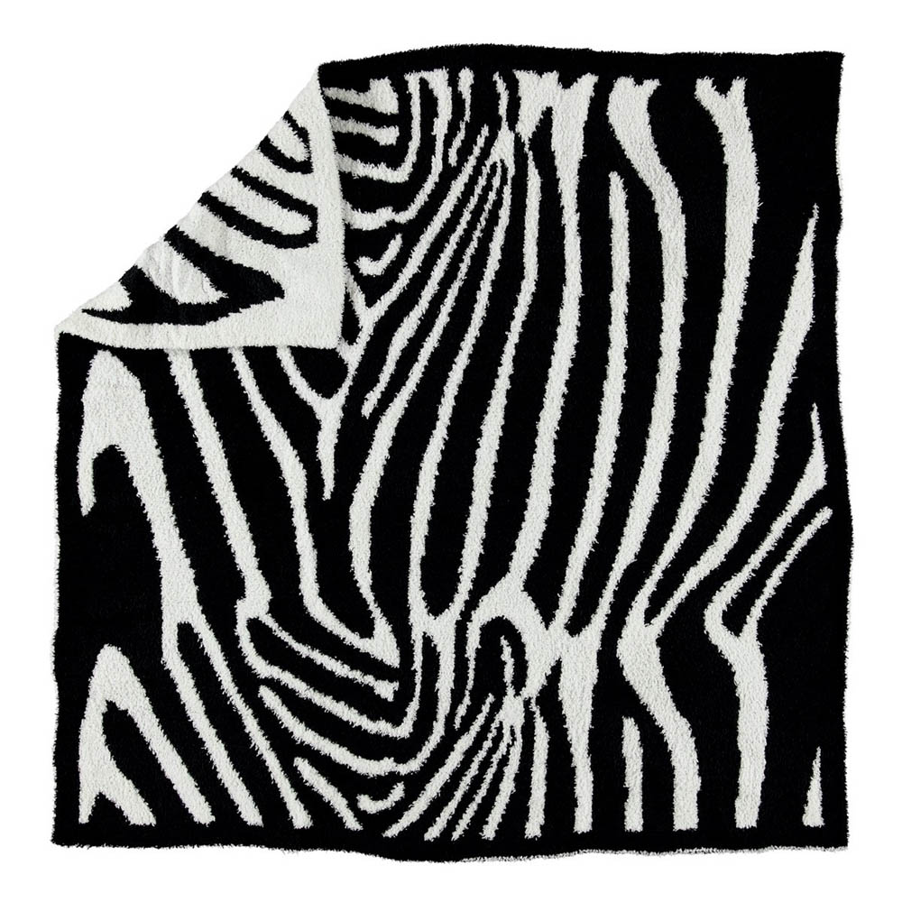 Barefoot Dreams - In The Wild Receiving Blanket White/Midnight-Zebra