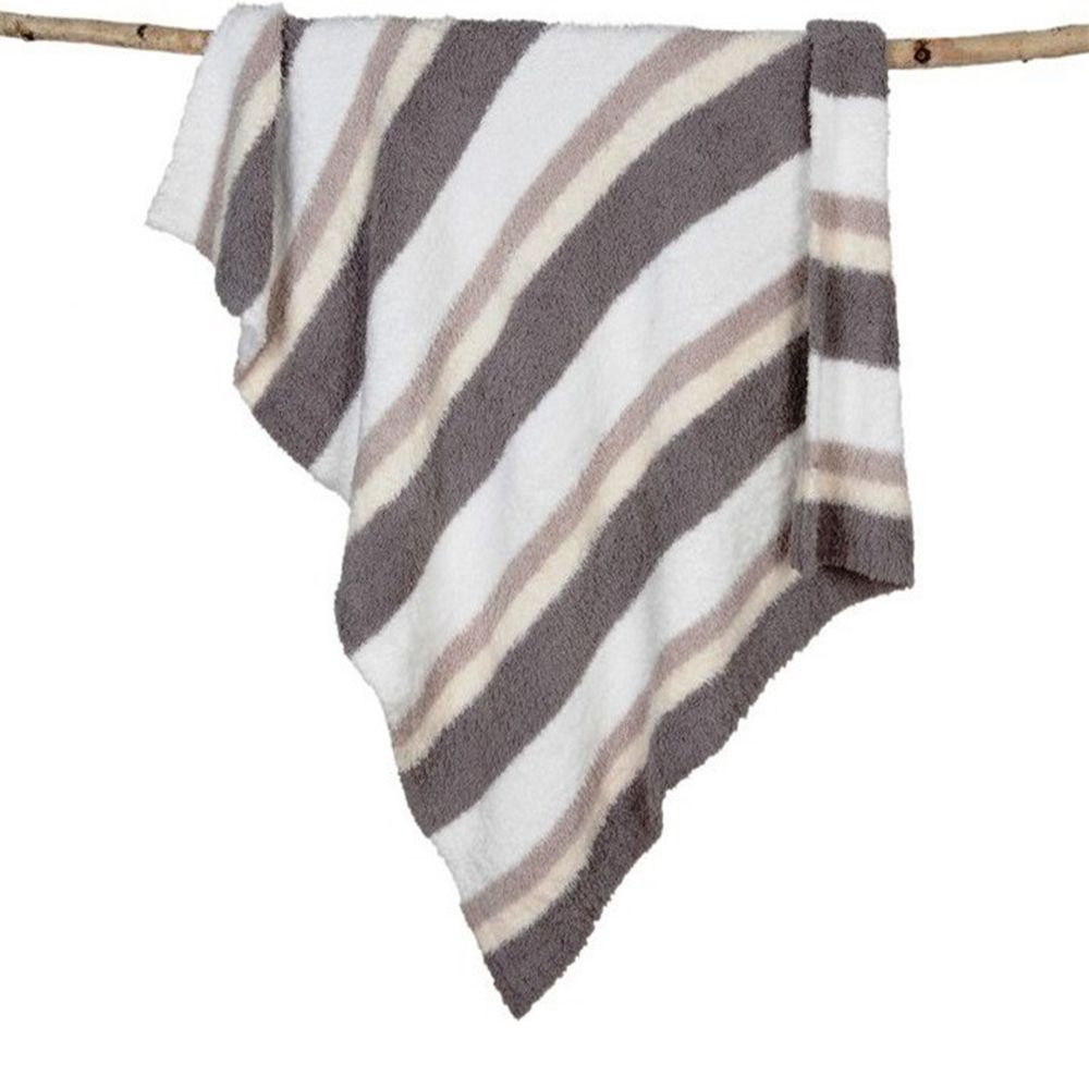 Barefoot Dreams CozyChic Multi Striped Stroller Blanket - White/Stone/Cream/Dove