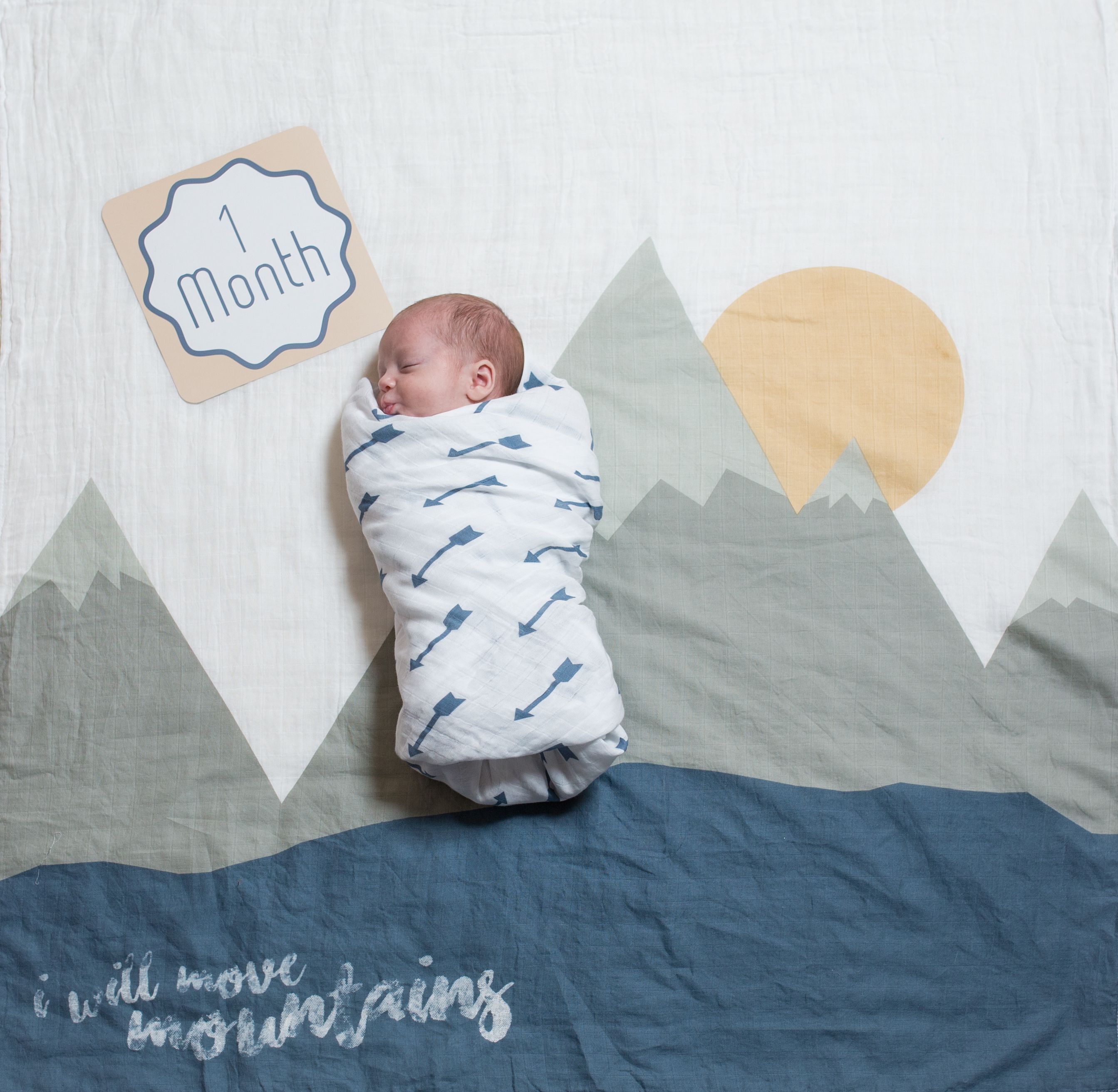 Lulujo Baby's First Year Blanket & Card Set - I Will Move Mountains