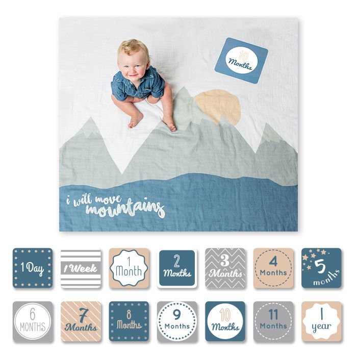 Lulujo Baby's First Year Blanket & Card Set - I Will Move Mountains