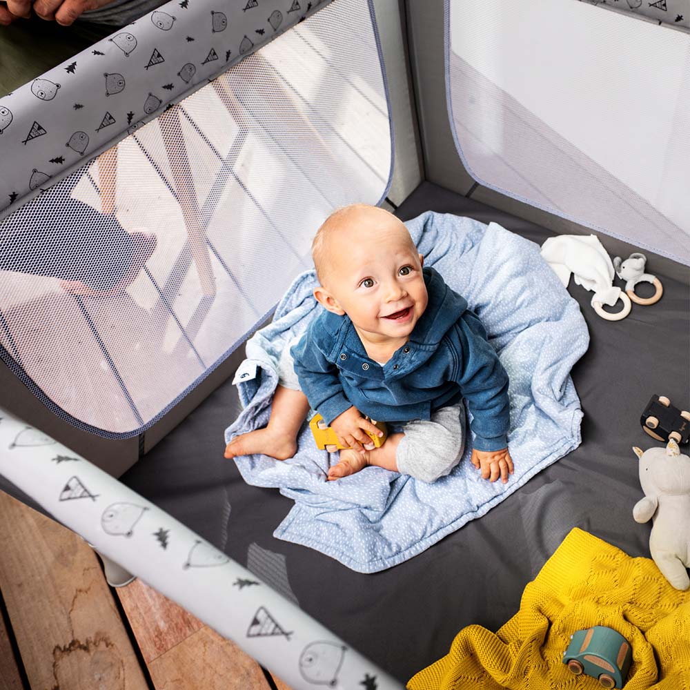 Hauck Sleep N Play Playpen Travel Bed Grey W Second Floor
