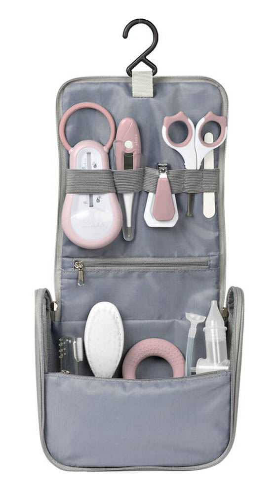 Beaba - Hanging Toiletry Pouch With 9 Accessories - Old Pink