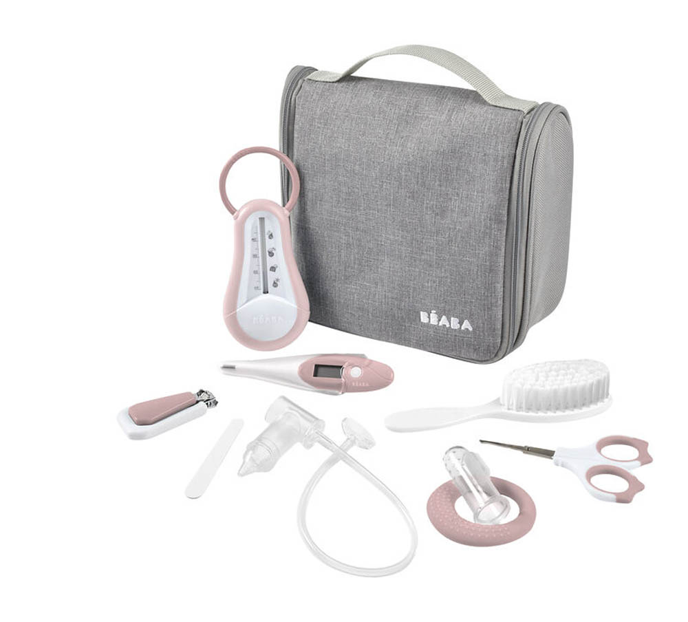 Beaba - Hanging Toiletry Pouch With 9 Accessories - Old Pink