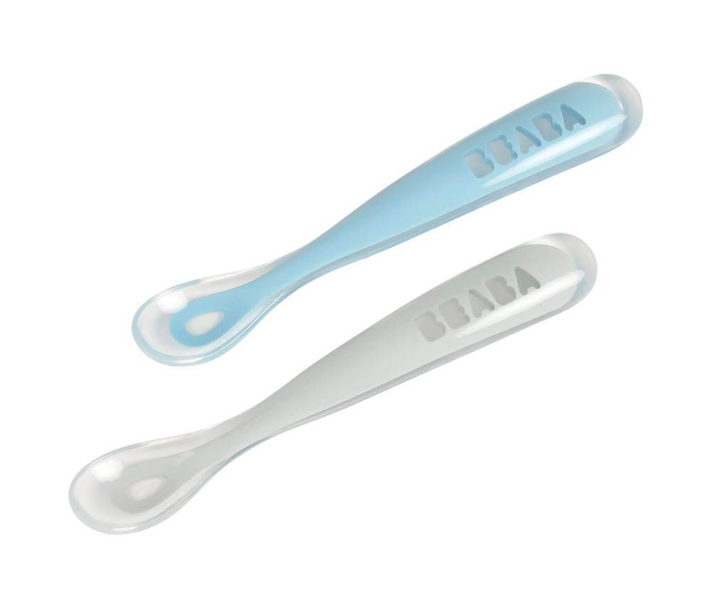 Beaba - Silicone Spoon 1St Age Set Of 2 + Box Blue