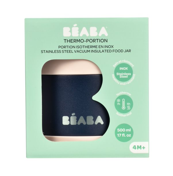 Beaba - Thermo-Portion 500ml - Light Pink And Night Blue\