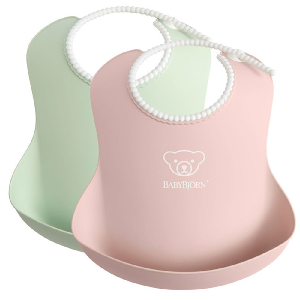 BabyBjorn - Pack of 2 Baby Bib - Powder Green/Powder Pink
