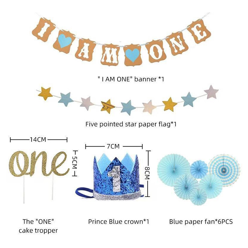 Brain Giggles - Boy First Birthday Decoration Kit - 10 Pieces