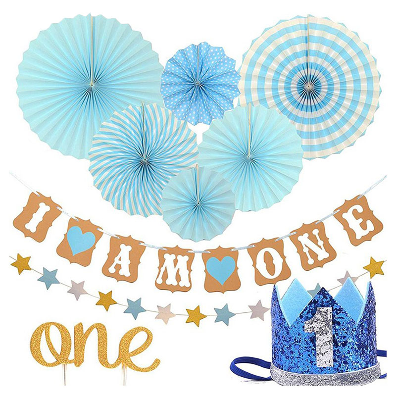 Brain Giggles - Boy First Birthday Decoration Kit - 10 Pieces