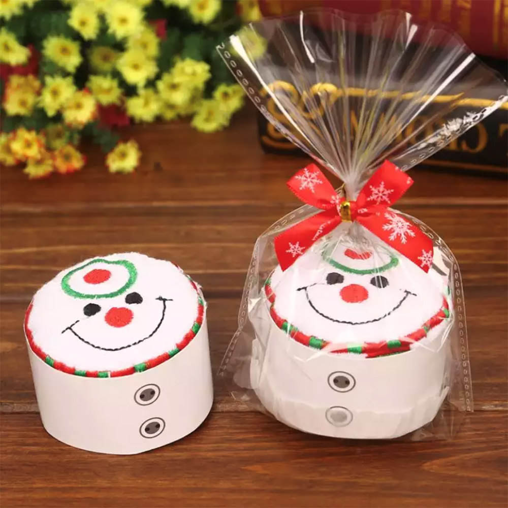 Brain Giggles - Christmas Snowman Cupcake Hand Towel - White