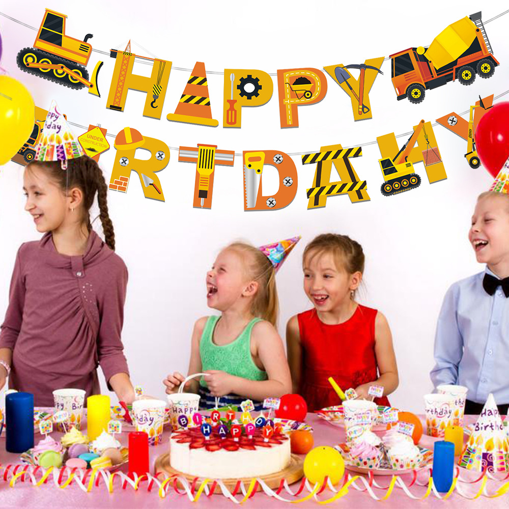 Brain Giggles - Construction Theme Birthday Decoration Kit - 57 Pieces