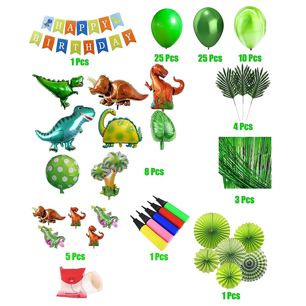 Brain Giggles - Dinosaur Theme Birthday Decoration Kit - 89 pieces