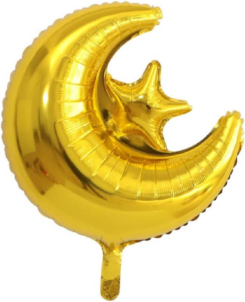Brain Giggles - Eid Mubarak Decoration - Eid Mubarak Banner And Eid Mubarak Balloons - Gold And Blue (Set Of 50)