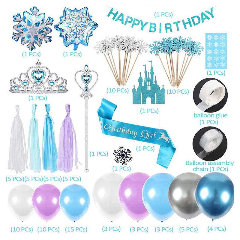 Brain Giggles - Frozen Theme Birthday Decoration Kit - 103 pieces