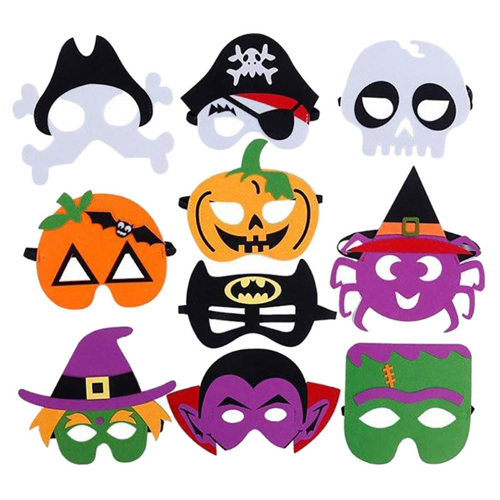 Brain Giggles - Halloween Mask Set With Witch Nails - 60pcs