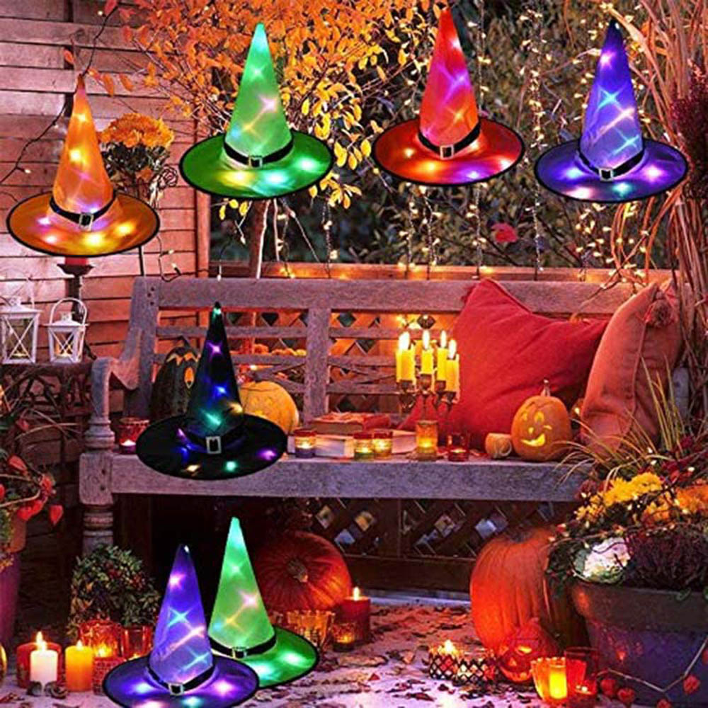 Brain Giggles - Halloween Witch Hat With Led Light - Orange
