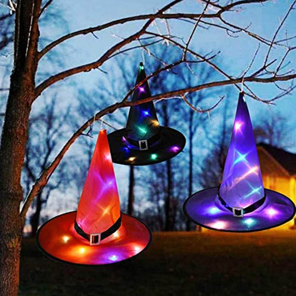 Brain Giggles - Halloween Witch Hat With Led Light - Orange