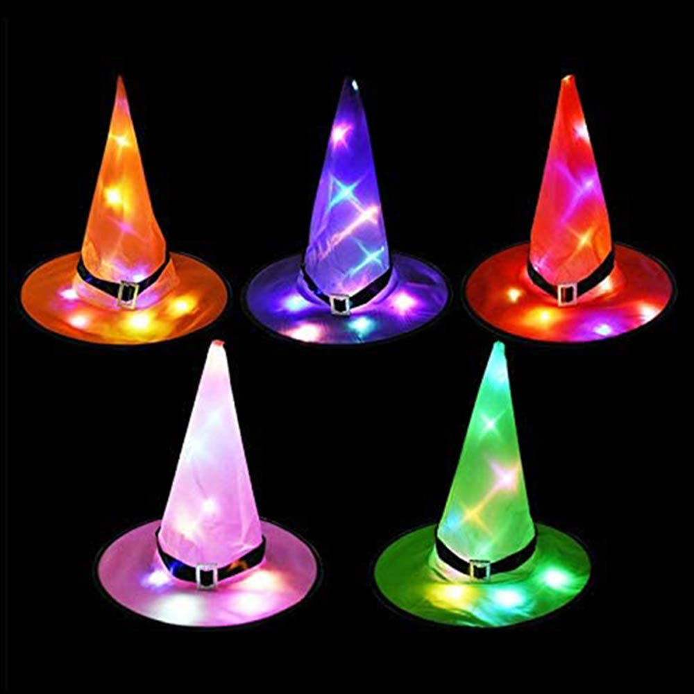 Brain Giggles - Halloween Witch Hat With Led Light - Orange