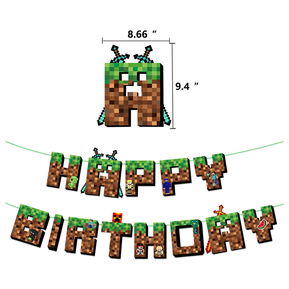 Brain Giggles - Minecraft Theme Birthday Decoration Set - 51 pieces