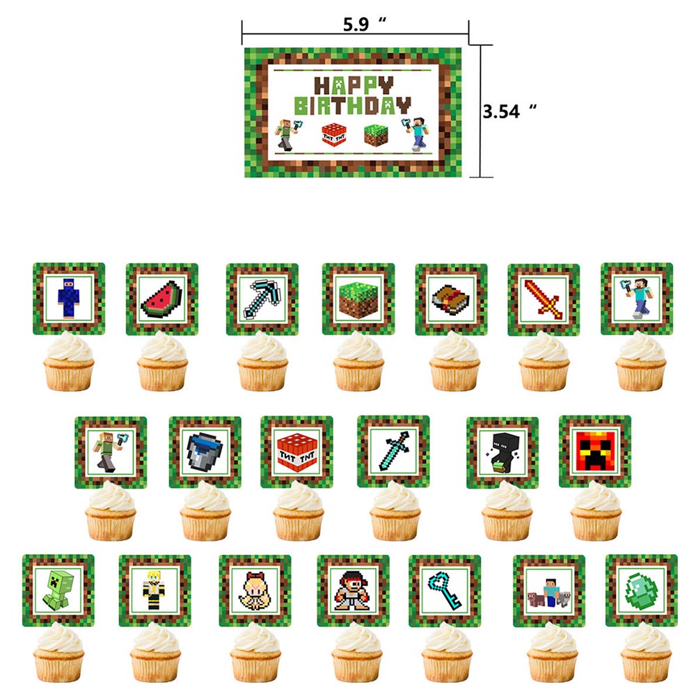 Brain Giggles - Minecraft Theme Birthday Decoration Set - 51 pieces