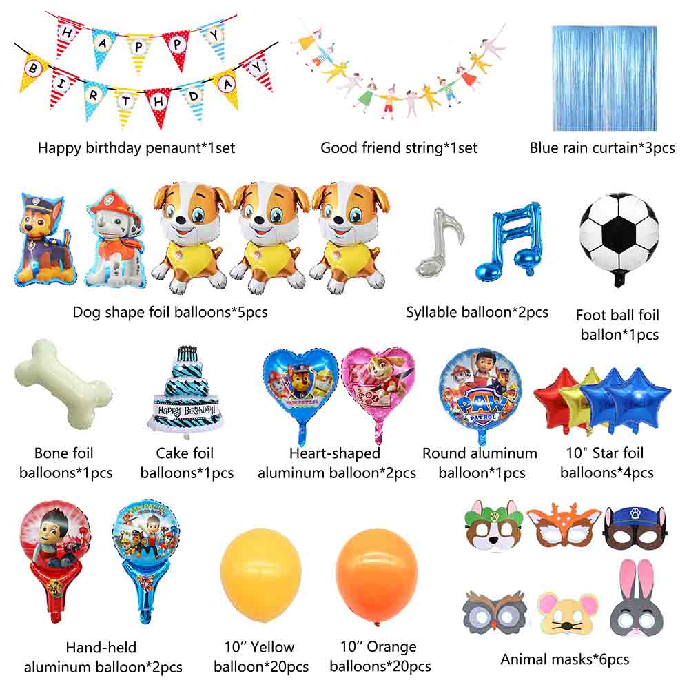 Brain Giggles - Paw Patrol Birthday Party decoration set - 70 pieces