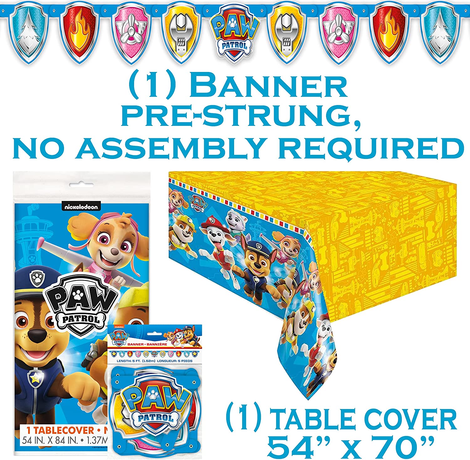 Brain Giggles - Paw Patrol Them Disposable Tableware 16 Items For 10 People -136 Pieces