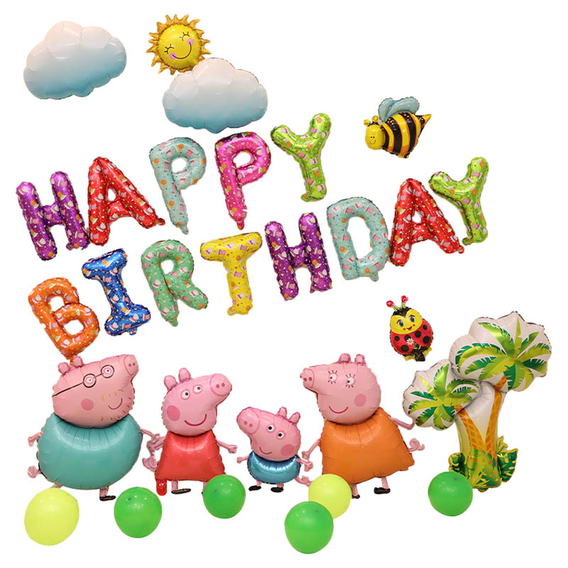 Brain Giggles - Peppa Pig Theme Happy Birthday Decoration Kit - 29 pieces