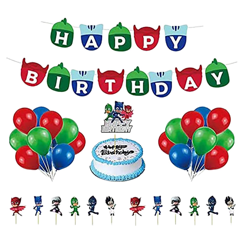 Brain Giggles - PJ Mask Theme Birthday Decoration Kit - 44 Pieces