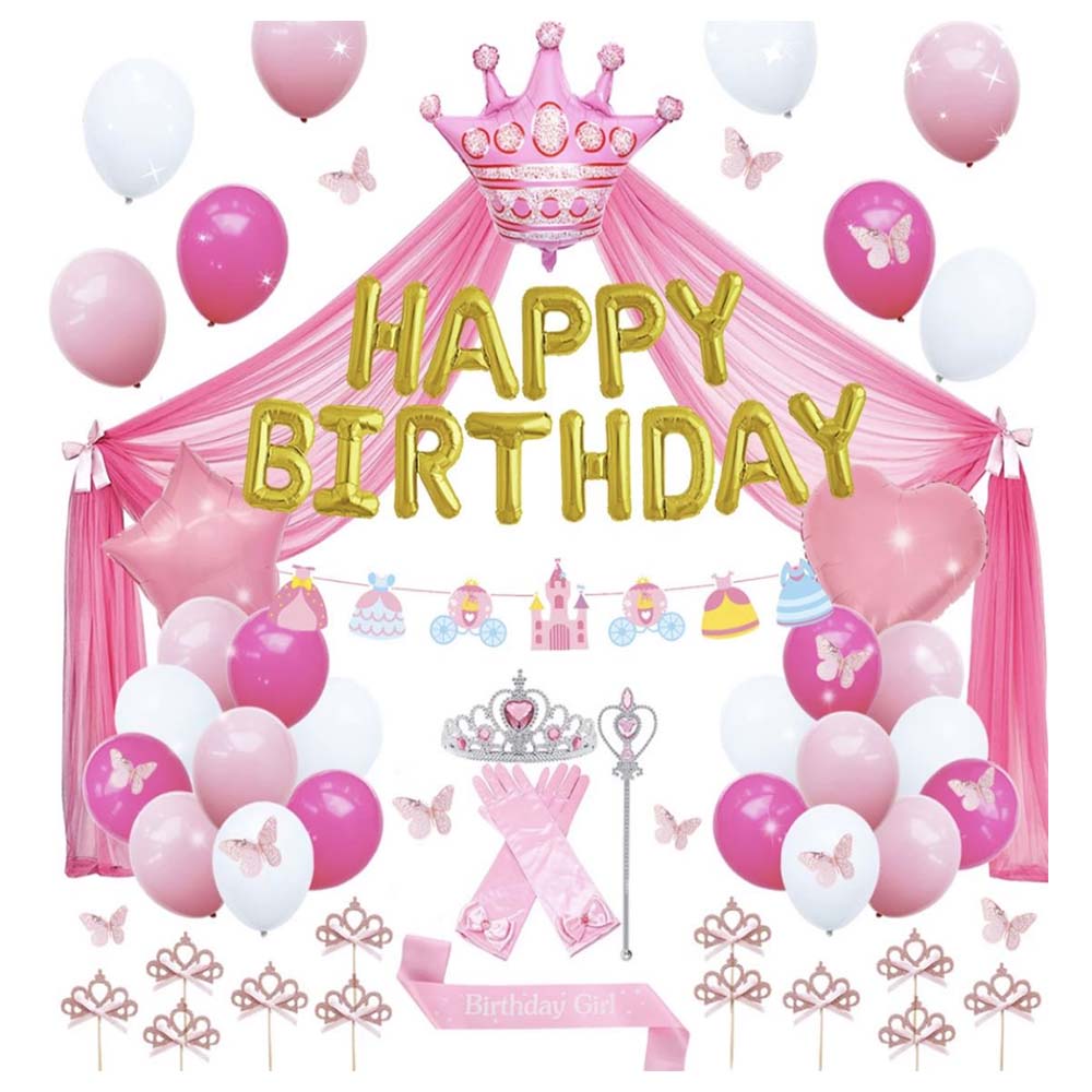 Brain Giggles - Princess Birthday Party Decoration Set - 58 pieces