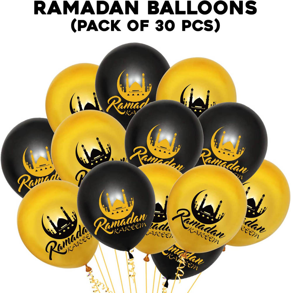 Brain Giggles - Ramadan Kareem Latex Balloons Set Of 30 Pcs For Ramadan Festival Decoration
