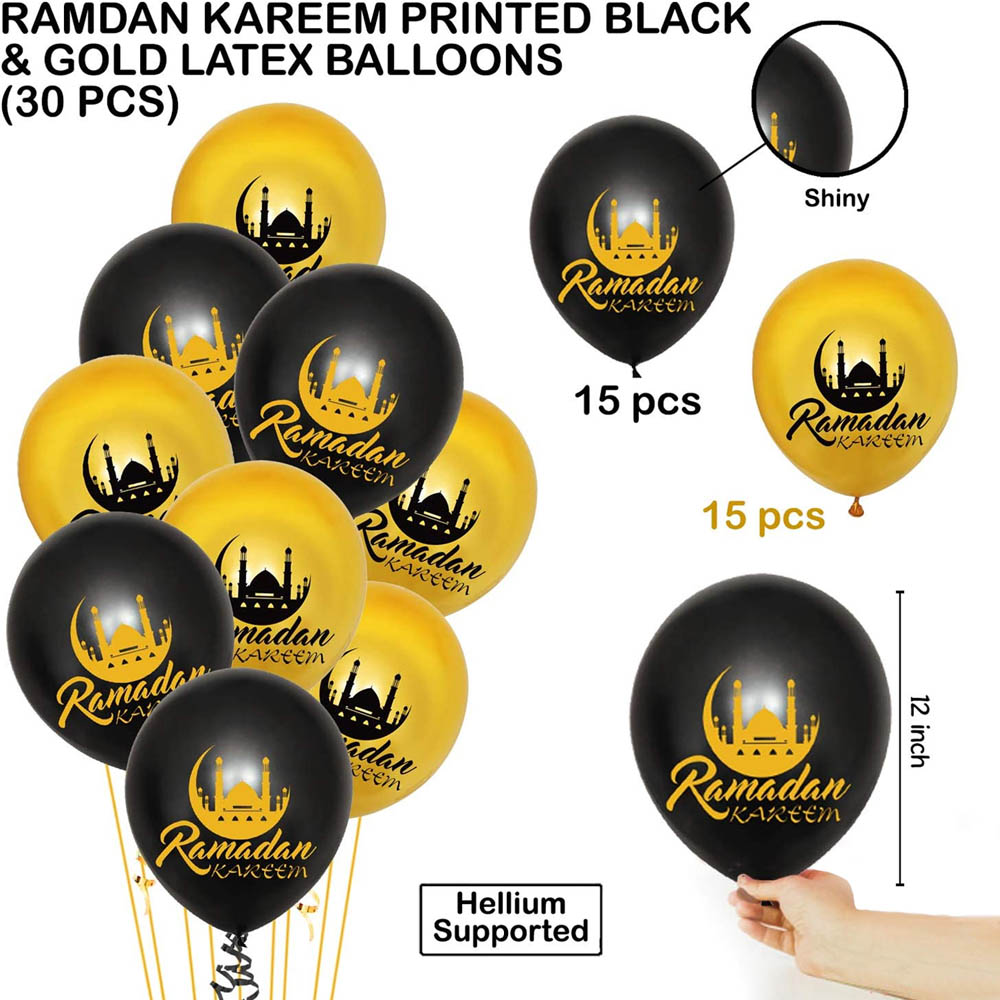 Brain Giggles - Ramadan Kareem Latex Balloons Set Of 30 Pcs For Ramadan Festival Decoration