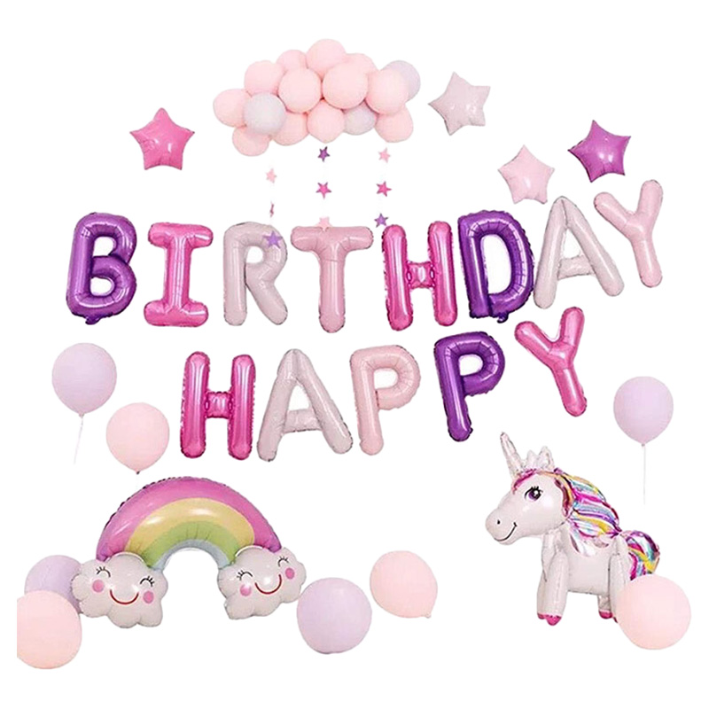 Brain Giggles - Unicorn Theme Birthday Decoration Kit - 35 Pieces
