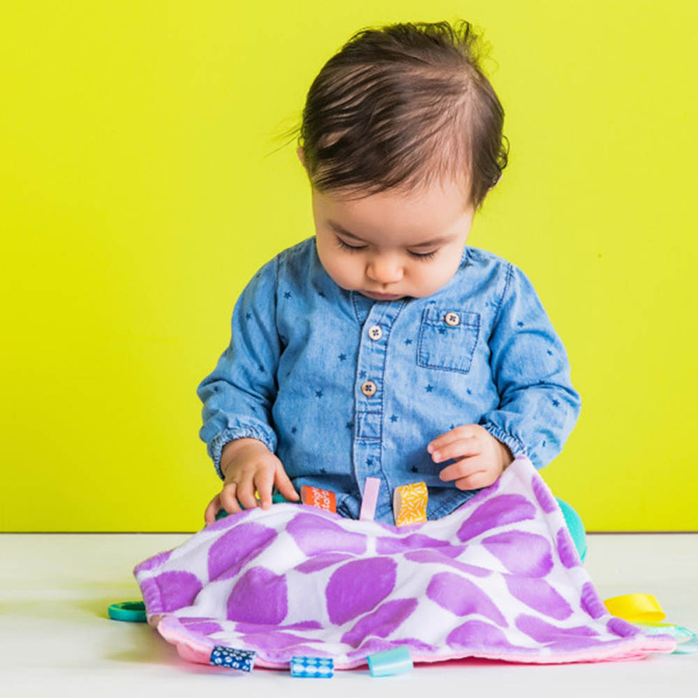 Bright Starts - Little Taggies 2 - Sided Blankie - Purple Dots