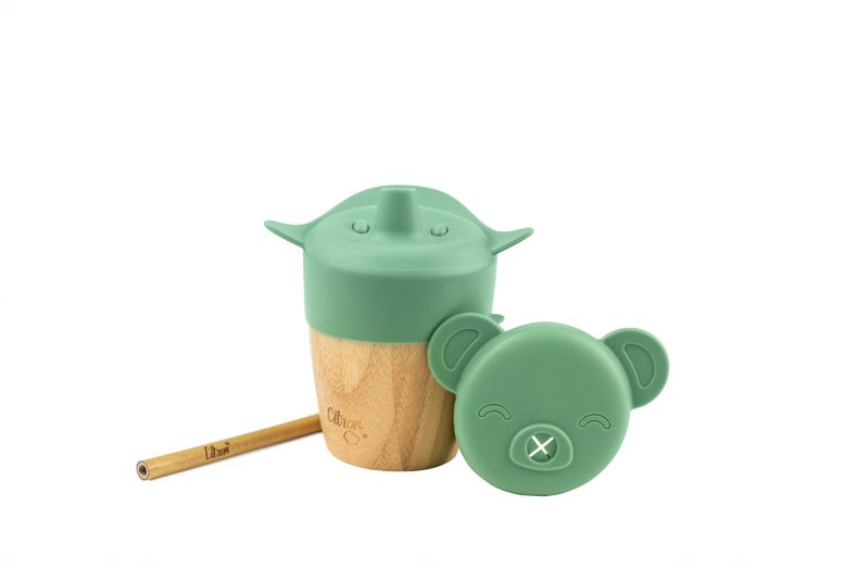 Citron - Organic Bamboo Cup W Lids - Pastel Green