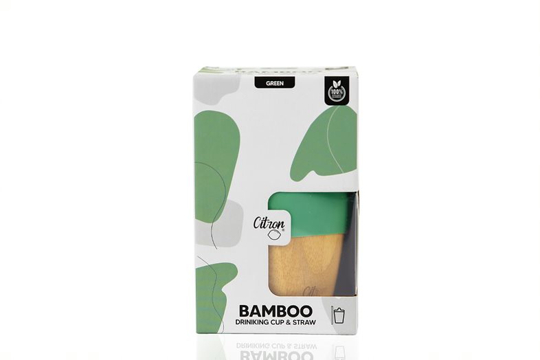 Citron - Organic Bamboo Cup W Lids - Pastel Green