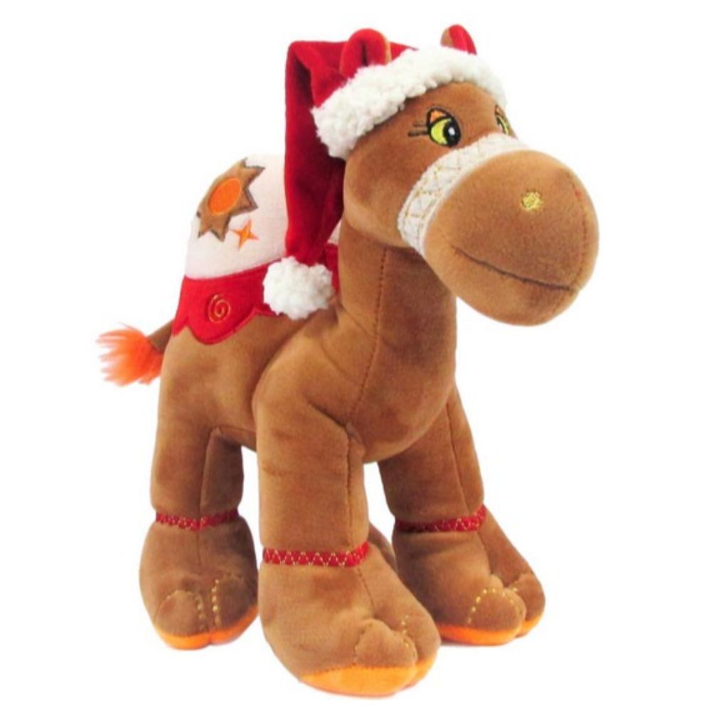 Fay Lawson - Camel Plush With Santa Hat - 18cm - Brown