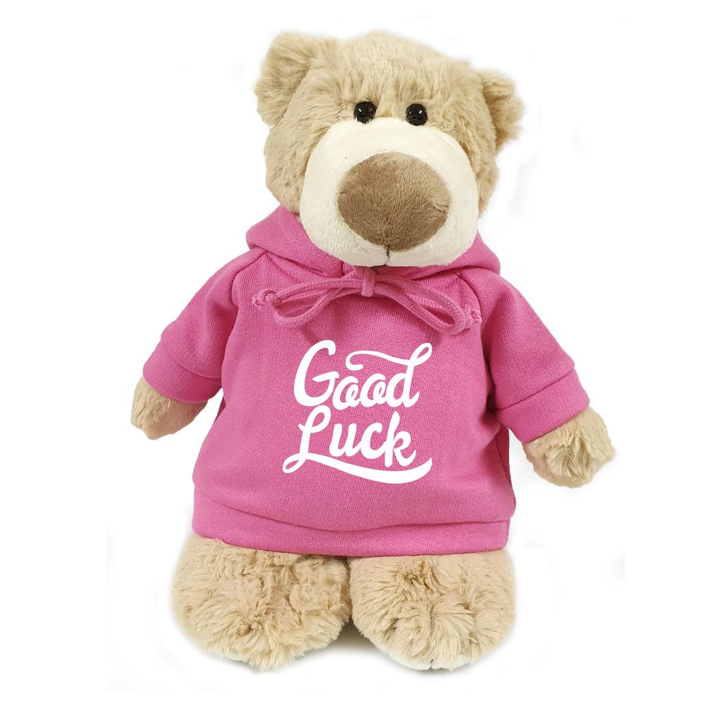 Fay Lawson - Mascot Bear W Good Luck Print On Pink Hoodie 28 Cm