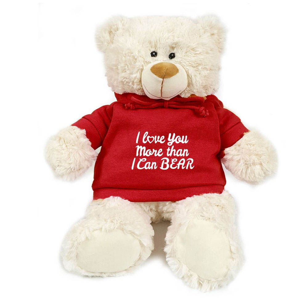 Fay Lawson - Supersoft Cuddly Teddy Bear With Trendy Red Hoodie - I Love You More Than I Can Bear