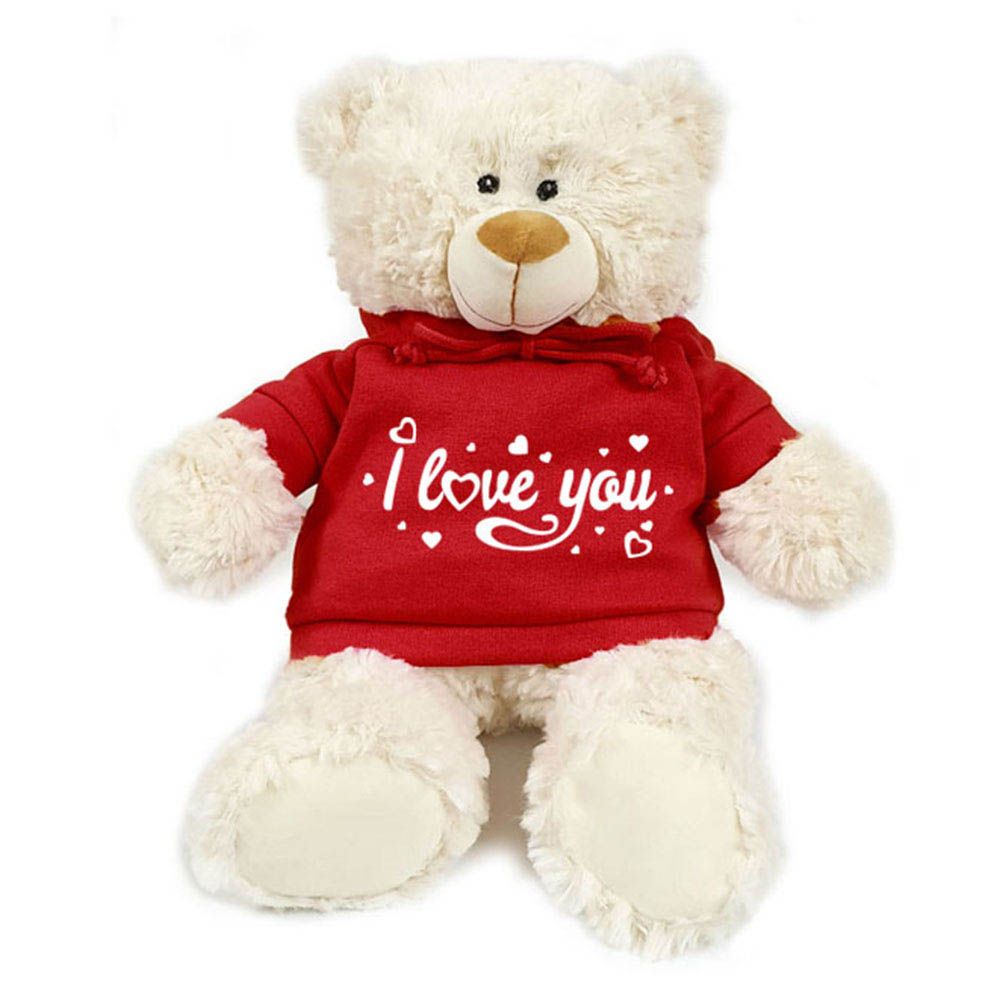 Fay Lawson - Supersoft Cuddly Teddy Bear With Trendy Red Hoodie - I Love You