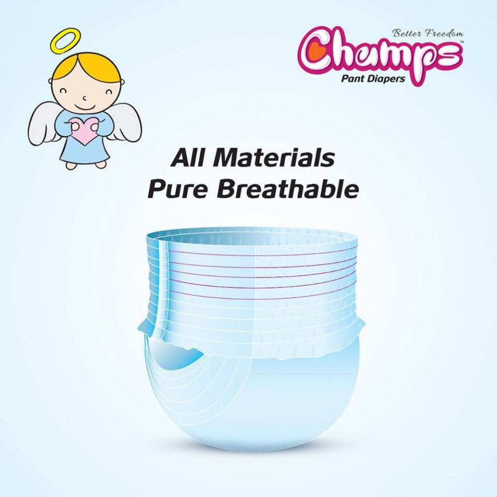 Champs Baby Diaper Pants Size Large 9 To 14 Kg Pack of 10
